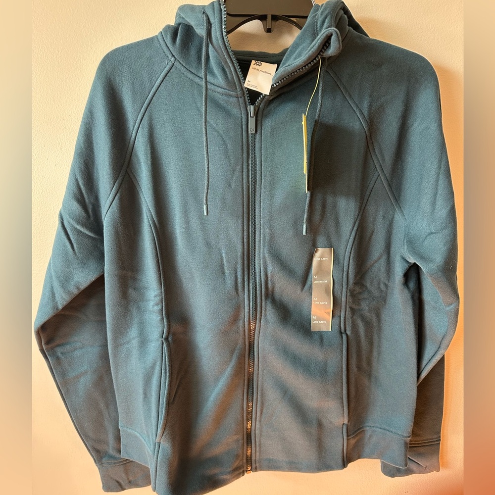 NWT All in Motion Women's Teal M Zip-Up Jacket Winter Warm